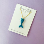 Load image into Gallery viewer, Mermaid Tail Adjustable Necklace Shimmery Blue
