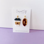 Load image into Gallery viewer, Perfect Pairs Foodie Earrings -- Coffee &amp; Donuts
