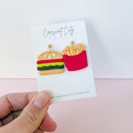 Load image into Gallery viewer, Perfect Pairs Foodie Earrings -- Burgers &amp; Fries
