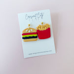 Load image into Gallery viewer, Perfect Pairs Foodie Earrings -- Burgers &amp; Fries
