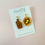 Load image into Gallery viewer, Perfect Pairs Foodie Earrings -- Pancakes &amp; Syrup
