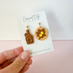 Load image into Gallery viewer, Perfect Pairs Foodie Earrings -- Pancakes &amp; Syrup
