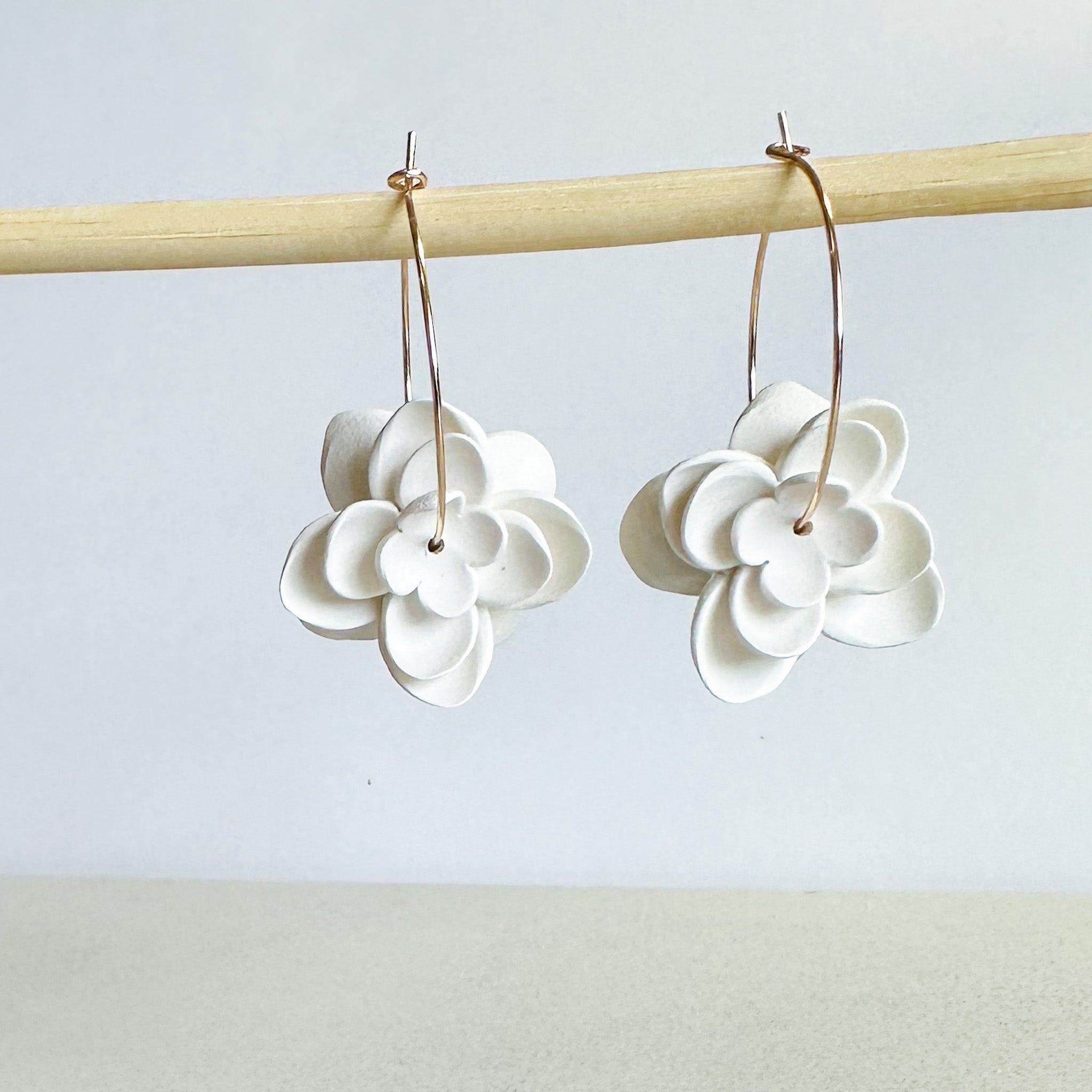 Layered Floral Hoops in White