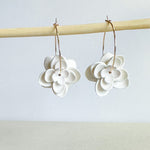 Load image into Gallery viewer, Layered Floral Hoops in White
