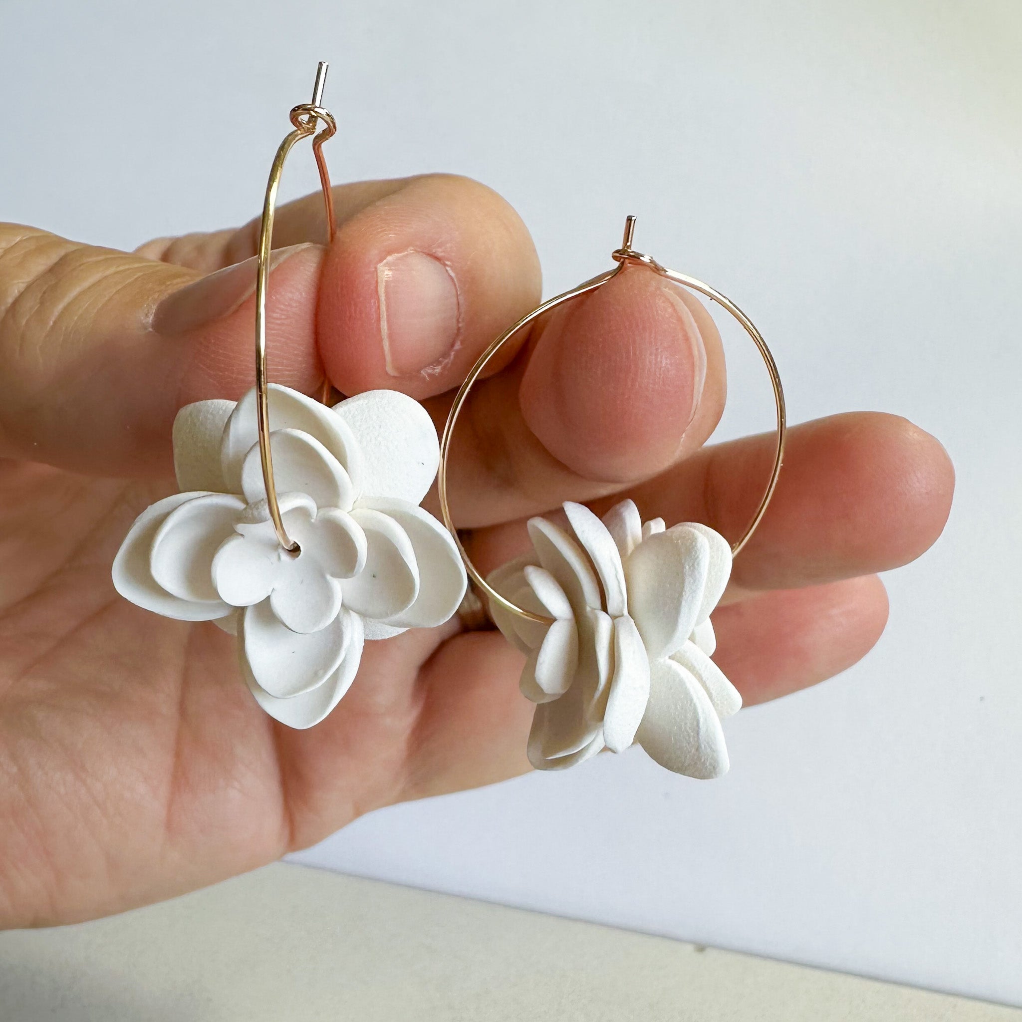 Layered Floral Hoops in White