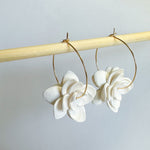 Load image into Gallery viewer, Layered Floral Hoops in White
