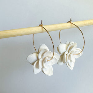 Layered Floral Hoops in White