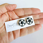 Load image into Gallery viewer, Soccer Ball Stud Earrings
