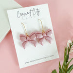 Load image into Gallery viewer, Bow Dangles in Shimmery Pink
