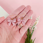 Load image into Gallery viewer, Bow Dangles in Shimmery Pink
