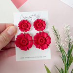 Load image into Gallery viewer, Poppy Flower Dangles in Red
