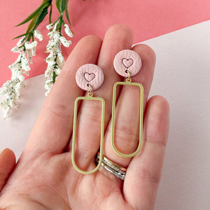 Julia Dangles in Textured Pink with Heart Imprint