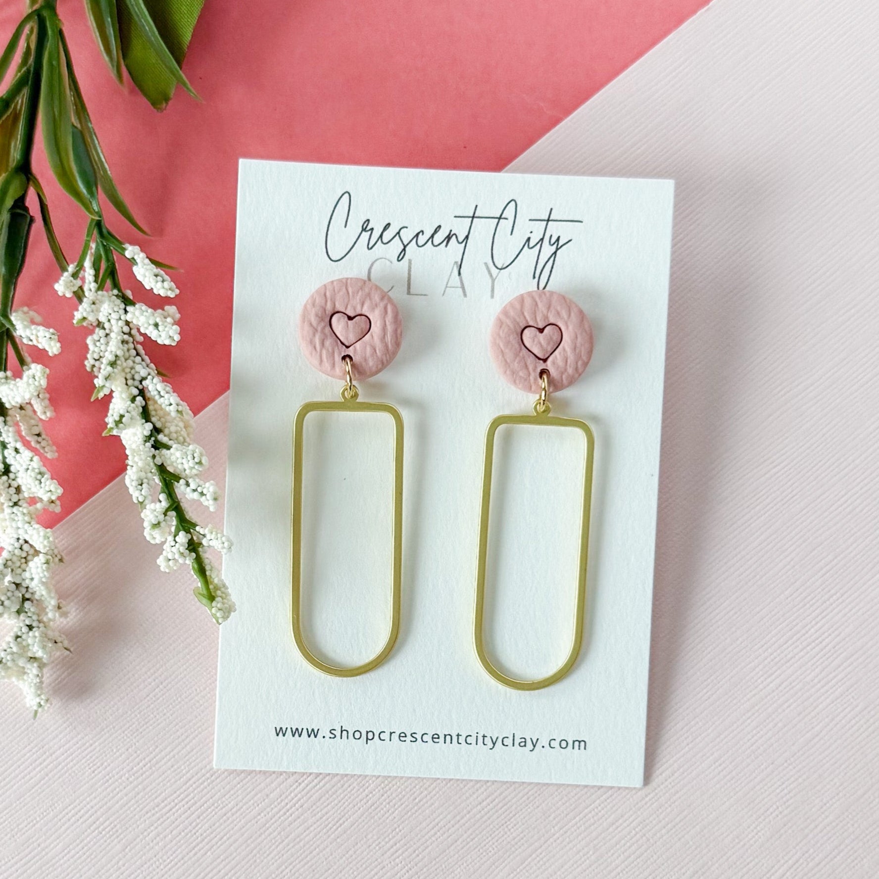 Julia Dangles in Textured Pink with Heart Imprint