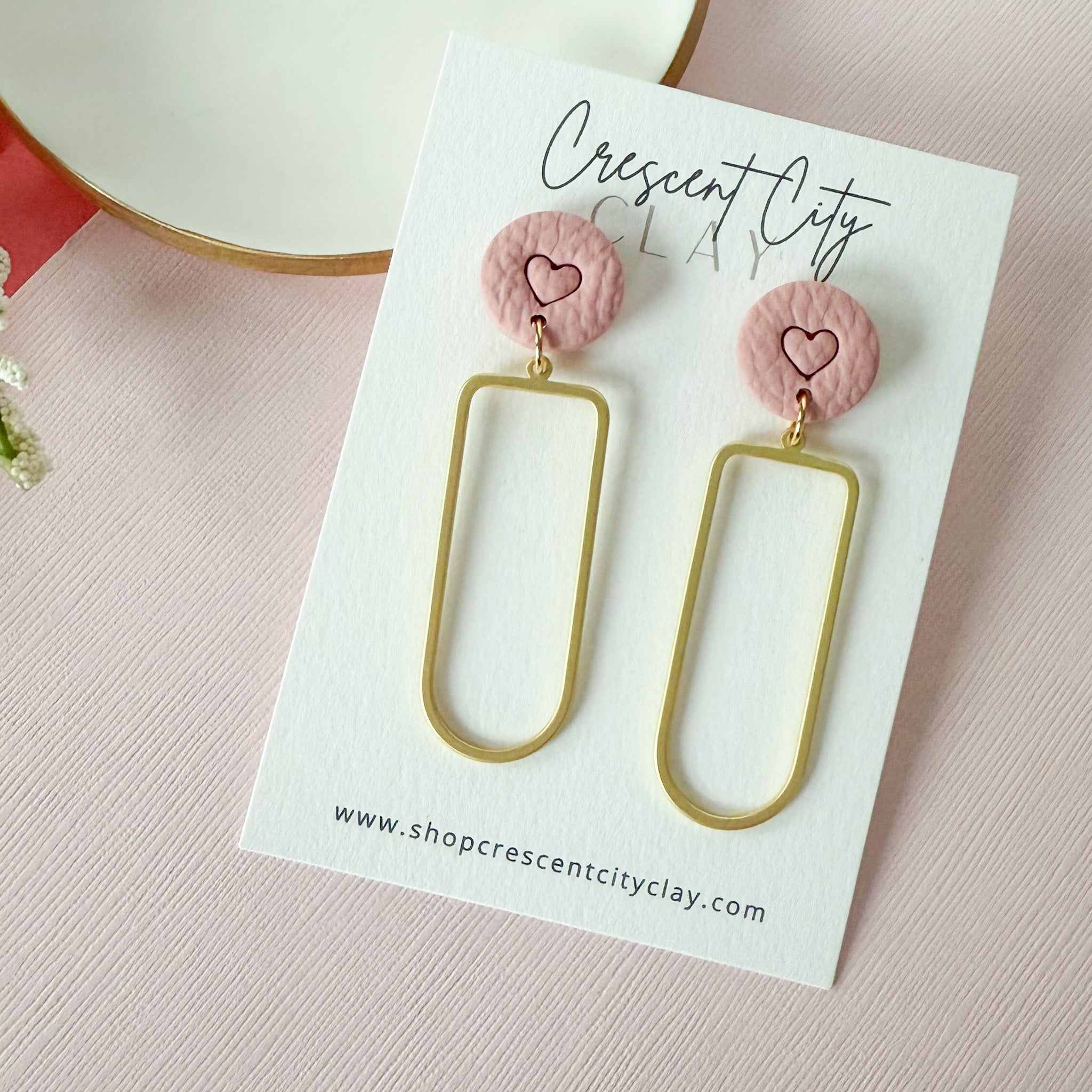 Julia Dangles in Textured Pink with Heart Imprint