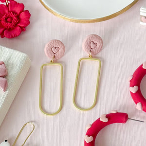 Julia Dangles in Textured Pink with Heart Imprint