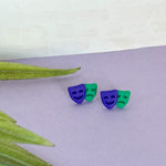 Load image into Gallery viewer, Comedy/Tragedy Mardi Gras Mask Stud Earrings
