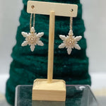 Load image into Gallery viewer, Pearly White Snowflake Hoops with Charms (Medium)
