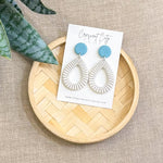 Load image into Gallery viewer, Teardrop Earrings in Speckled Birch &amp; Turquoise
