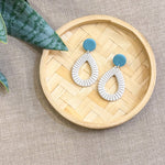 Load image into Gallery viewer, Teardrop Earrings in Speckled Birch &amp; Turquoise
