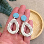 Load image into Gallery viewer, Teardrop Earrings in Speckled Birch &amp; Turquoise
