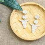 Load image into Gallery viewer, Lainey Earrings in Speckled Birch with Leather Texture
