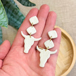 Load image into Gallery viewer, Lainey Earrings in Speckled Birch with Leather Texture
