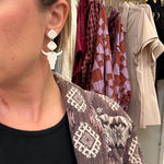 Load image into Gallery viewer, Lainey Earrings in Speckled Birch with Leather Texture
