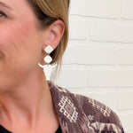 Load image into Gallery viewer, Lainey Earrings in Speckled Birch with Leather Texture
