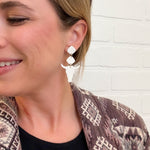 Load image into Gallery viewer, Lainey Earrings in Speckled Birch with Leather Texture
