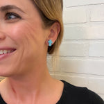 Load image into Gallery viewer, Cross Stud Earrings in Speckled Turquoise
