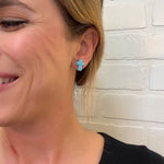 Load image into Gallery viewer, Cross Stud Earrings in Speckled Turquoise
