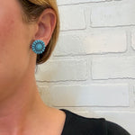Load image into Gallery viewer, Western Button Stud Earrings in Speckled Turquoise
