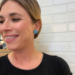 Load image into Gallery viewer, Western Button Stud Earrings in Speckled Turquoise
