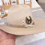 Load image into Gallery viewer, *HAT PIN/BROOCH* -- Longhorn Style in Burnt Orange &amp; Speckled Birch
