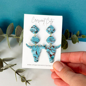 Lainey Dangle Earrings in Faux Turquoise