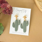 Load image into Gallery viewer, Cactus Dangle Earrings in Sage
