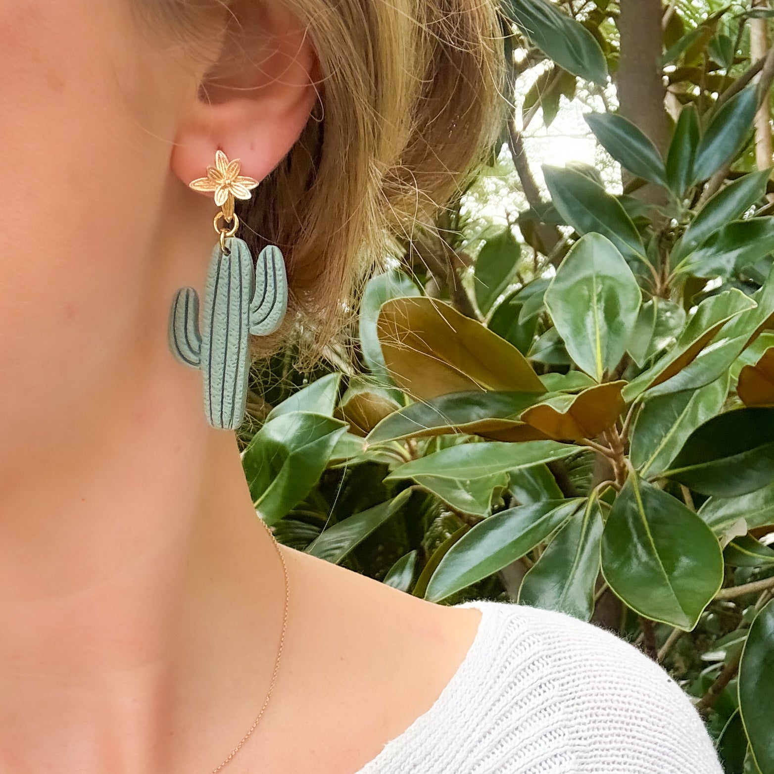 Cactus Dangle Earrings in Sage