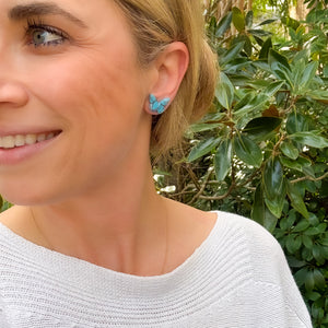Butterfly Stud Earrings in Faux Turquoise