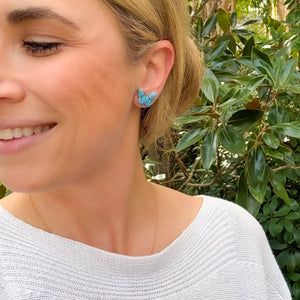 Butterfly Stud Earrings in Faux Turquoise