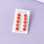 Load image into Gallery viewer, Button Drop Earrings in Bright Orange
