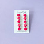 Load image into Gallery viewer, Button Drop Earrings in Bright Pink
