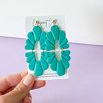 Load image into Gallery viewer, Statement Scalloped Earrings in Bright Turquoise
