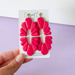 Load image into Gallery viewer, Statement Scalloped Earrings in Bright Pink
