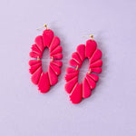 Load image into Gallery viewer, Statement Scalloped Earrings in Bright Pink
