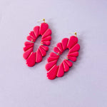 Load image into Gallery viewer, Statement Scalloped Earrings in Bright Pink
