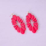 Load image into Gallery viewer, Statement Scalloped Earrings in Bright Pink
