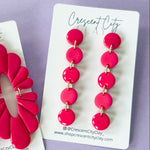 Load image into Gallery viewer, Button Drop Earrings in Bright Pink
