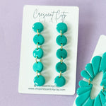 Load image into Gallery viewer, Button Drop Earrings in Bright Turquoise
