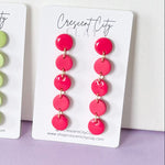 Load image into Gallery viewer, Button Drop Earrings in Bright Pink
