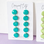 Load image into Gallery viewer, Button Drop Earrings in Bright Turquoise
